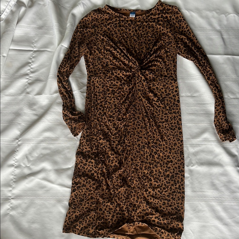 Leopard Print Long Sleeve Dress maternity